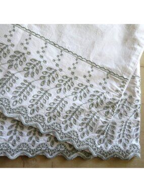 Rachel Ashwell King 2pc Pillowcase Set White Gray Embroidered Trim